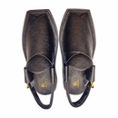 “Black Dotted Kaptaan Chappal: Secure Grip, Breezy Comfort & Foot Alignment”