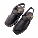 “Black Dotted Kaptaan Chappal: Secure Grip, Breezy Comfort & Foot Alignment”