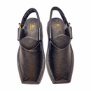 “Black Dotted Kaptaan Chappal: Secure Grip, Breezy Comfort & Foot Alignment”