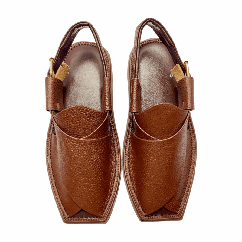 “Brown Dotted Kaptaan Chappal: Secure Wet Grip, Aligned Comfort!”