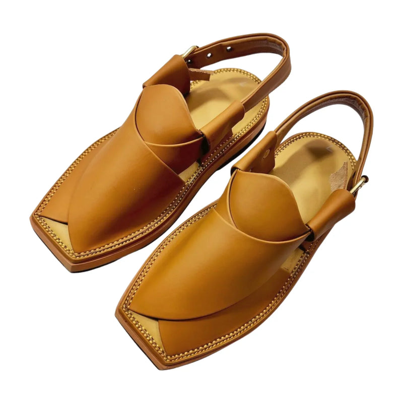 “Kaptan Zalmi Yellow Mustard Chappal – Hand‑Stitched Build Ensures Lasting Durability”