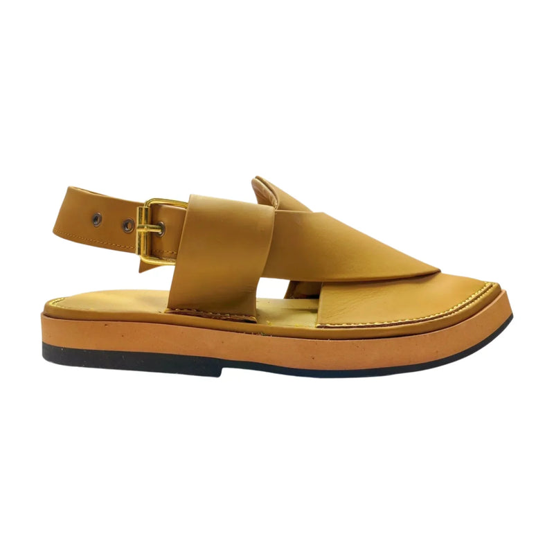 “Kaptan Zalmi Yellow Mustard Chappal – Hand‑Stitched Build Ensures Lasting Durability”