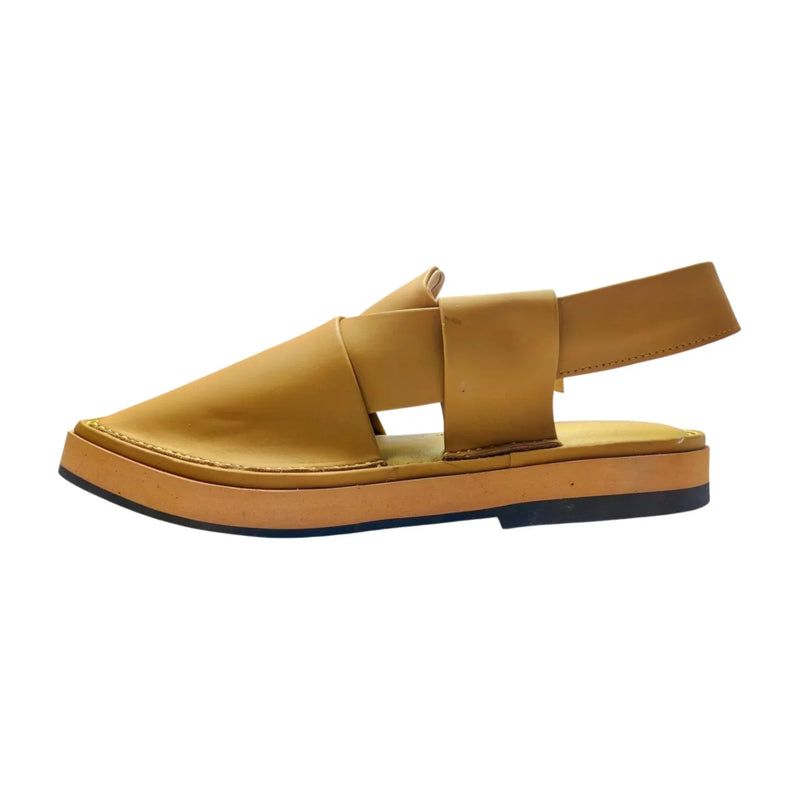 “Kaptan Zalmi Yellow Mustard Chappal – Hand‑Stitched Build Ensures Lasting Durability”