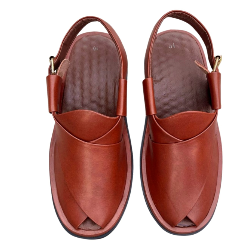 Red Mustard Round Peshawari Chappal – Classic Ethnic Style