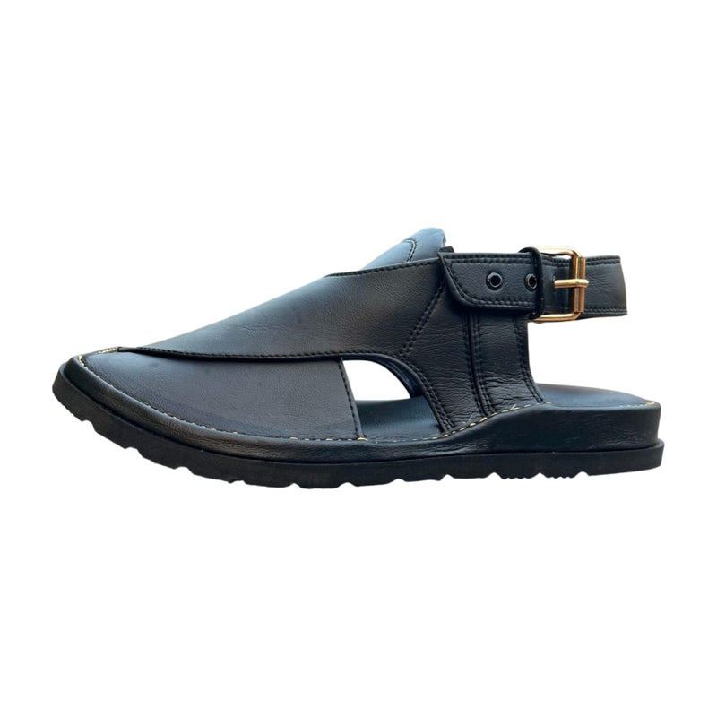 "Zardari Style Black Mate Chappal – Crafted for Royal Elegance"