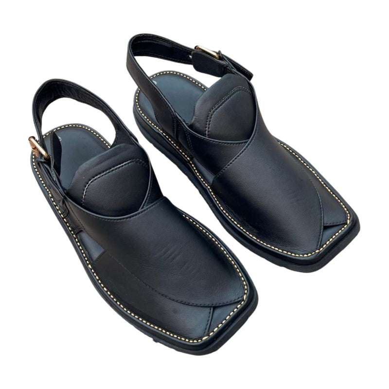 "Zardari Style Black Mate Chappal – Crafted for Royal Elegance"